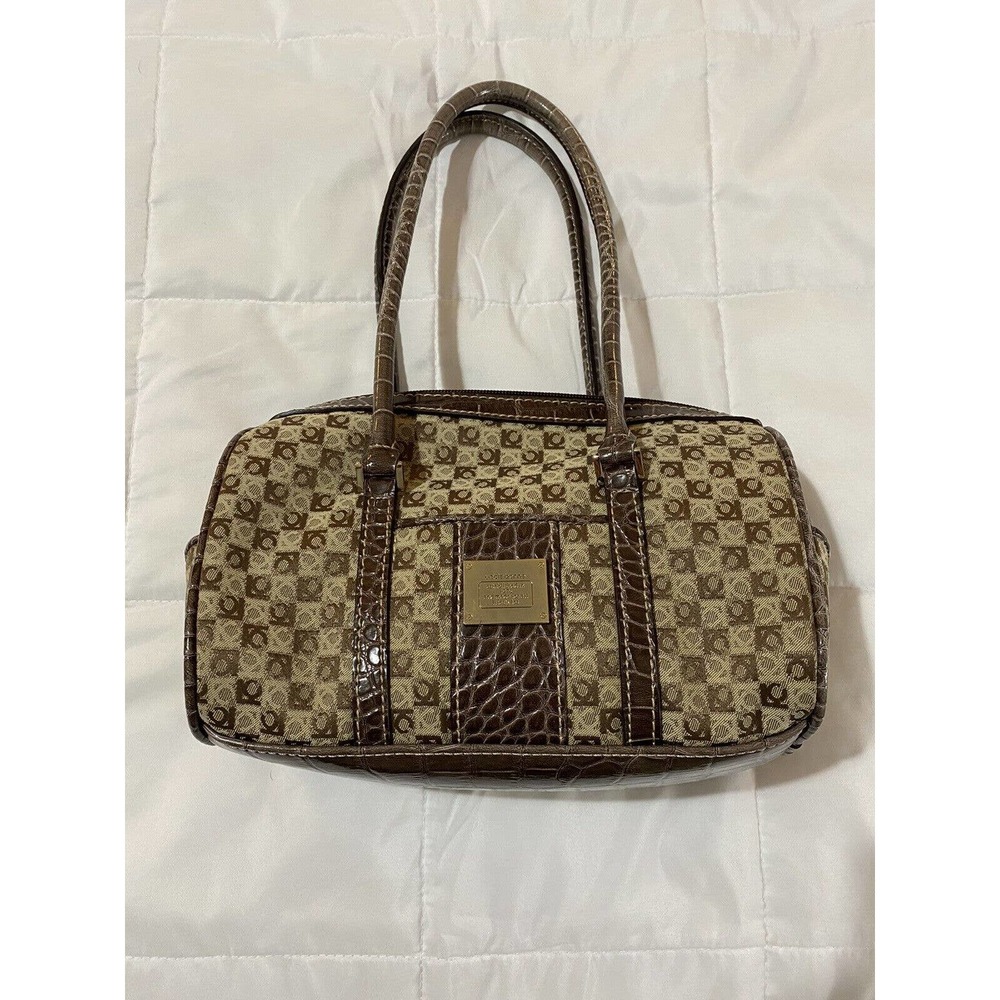 Liz Claiborne Monogram Brown Small Purse, Beige Lining Very G Cond